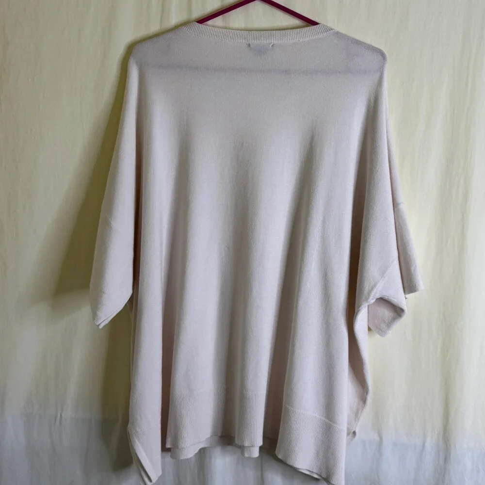 NWOT Splendid Size XXL 2XL Ivory Knit Dolman Short Sleeve Boxy Pullover Sweater